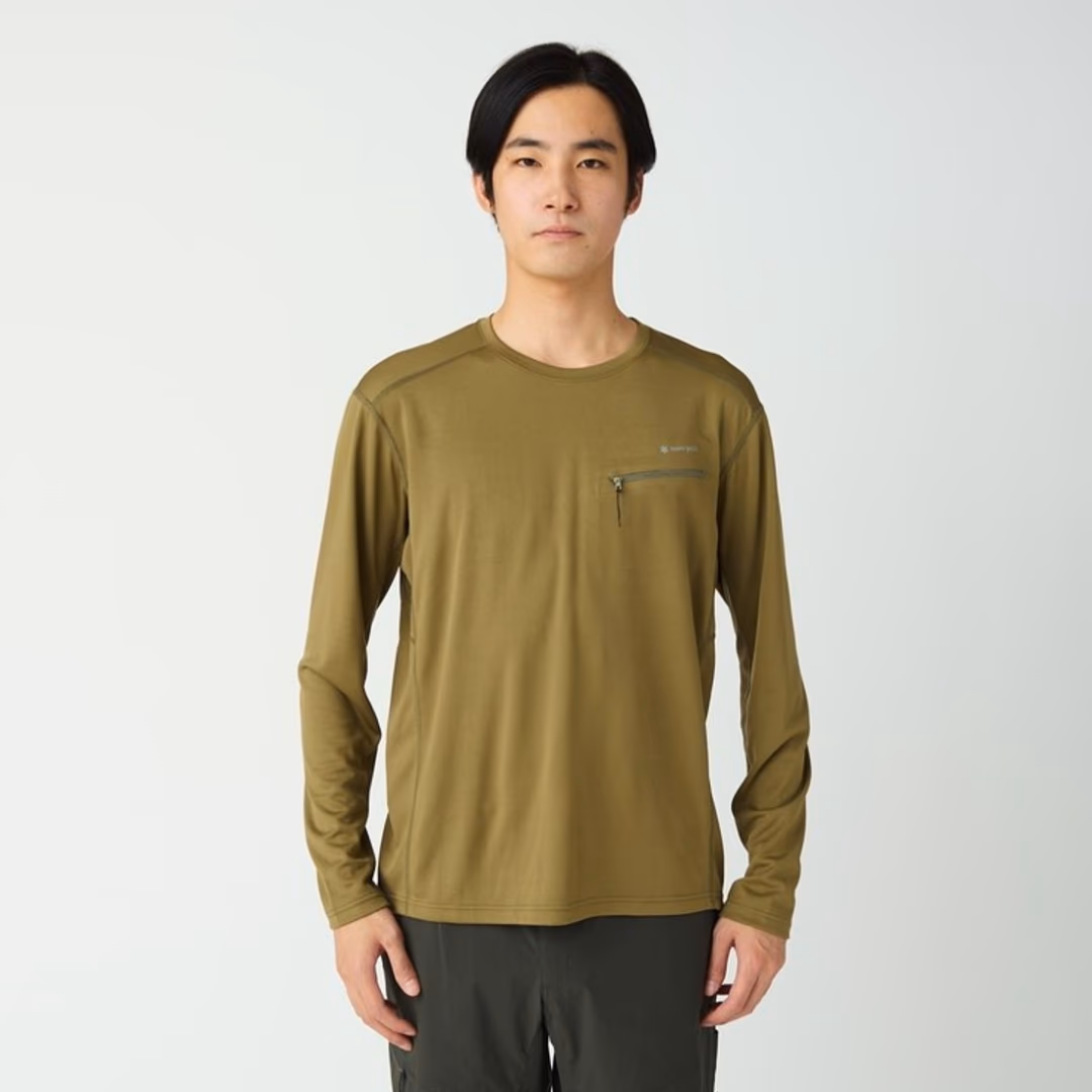 Zip Pocket Long Sleeve T-Shirt GREIGE