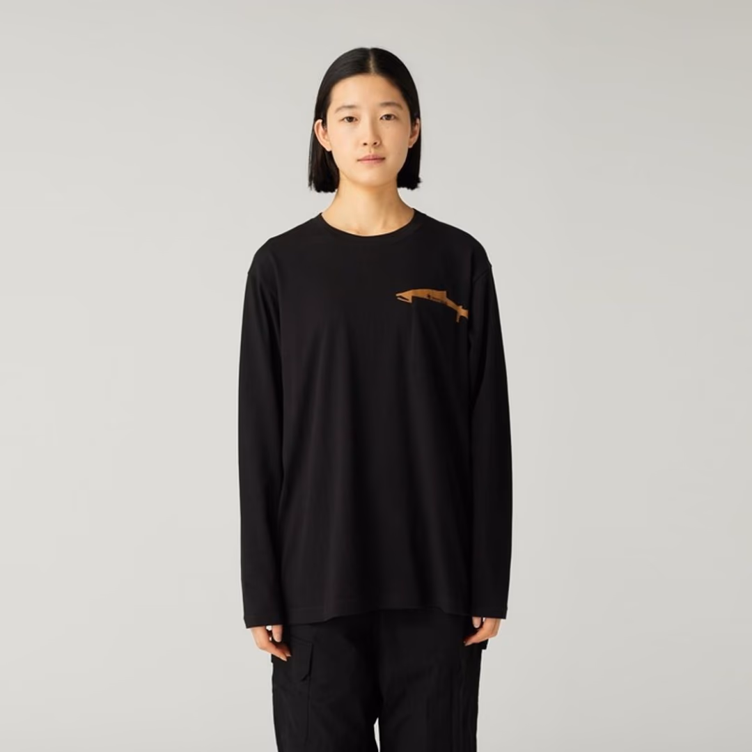 TROUT Pocket Graphic Long Sleeve T-Shirt BLACK