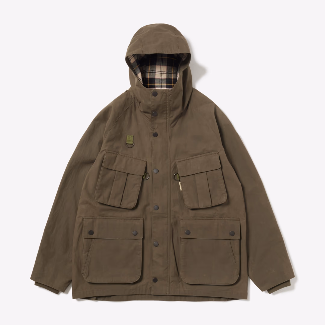 Waxed Cotton Hoodie OLIVE